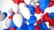 3D CGI footage of red, white and blue balloons flying up over white background. Perfect animation for holidays and