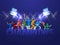 3D Championship Font With Faceless Cricket Players In Action Pose On Blue Stadium Lights