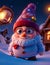 3D character of an adorable and charming snowman at night. AI generated