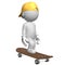 3d Character with baseball cap on skateboard