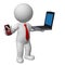 3d character business man with laptop and mobile phone