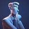 3d character of business man thinking