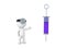 3D Character dressed as doctor showing large syringe