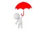 3D Character flying away holding an umbrella