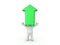 3D Character with green upward arrow for head