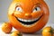 3D Character of a Grinning Orange with Vibrant Citrus Texture Standing Against a Monochromatic Backdrop