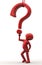 3d character: an inquisitive figure adorned with a dynamic question mark, sparking curiosity and intrigue in a visually