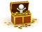 3D Character inside Treasure Chest with Gold Coins