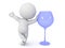 3D Character leaning on wine glass