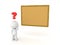 3D Character looking at empty vision cork board