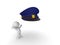 3D Character looking excited at policeman hat
