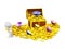 3D Character Looking at Treasure Chest Filled with Gold Coins an