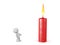 3D Character looking up at big red candle