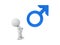 3D Character looking up at male gender symbol