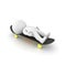 3D Character lying down on a skateboard