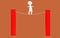 3d character , man balancing and walking through rope