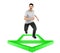 3d character , man running , green arrow direction -