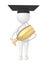 3d character , man wearing graduate cap and holding a golden trophy