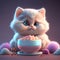 3d character Many Fluffy cats