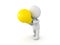 3D Character offering a yellow light bulb