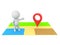 3D Character on online map showing location pin