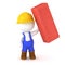 3D Character in Overalls Holding a Large Brick
