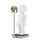 3d Character Person on a Medical Weight Control Floor Scale with BMI or Body Mass Index Scale Meter Dial Gage. 3d Rendering