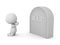 3D Character praying on his knees in front of gravestone