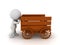3D Character pushing wooden rustic wagon