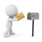 3D Character putting letter in mailbox