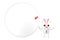 3d character , rabbit and a circular empty banner with a pin it