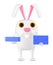 3d character , rabbit holding a envelope