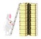 3d character , rabbit moving up a pile of gold coinswith the help of ladder