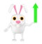 3d character , rabbit showing a upward direction arrow