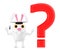 3d character , rabbit wearing graduation cap and standing near a question mark