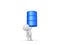 3D Character raising blue metallic barrel