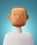 3D character render portraits of old man in white hairs and white shirt with smilingis on blue blackground male 3d character 3d