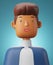 3D character render portraits of young man in blue shirt with smilingis on blue blackground male 3d character 3d illustration