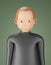 3D character render portraits of young man with skin head wearing black shirt with smiling is on green blackground male 3d