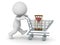 3D Character with Shopping Cart Buying Hourglass - Buying Time C