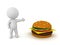 3D Character showing a hamburger