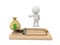 3D Character showing mousetrap with money bag as lure