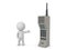 3D Character showing retro eighties brick cellphone