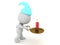 3D Character sleep walking with candle in his hand