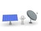 3D Character with Solar Panel and Parabolic Dish Antenna