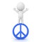 3D Character standing victorious on peace sign