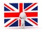 3D Character Is Stressed in Front of British Flag Union Jack