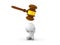 3D Character stressed because giant gavel is about to hit him