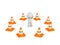 3D Character Stressed Surrounded by Orange Road Cones