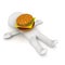 3D Character stuck under a hamburger